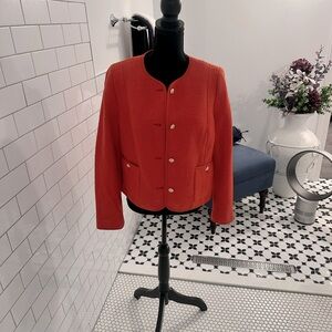 NWT. Talbots Orange wool jacket. Size 8. Gold front button closure and pockets.
